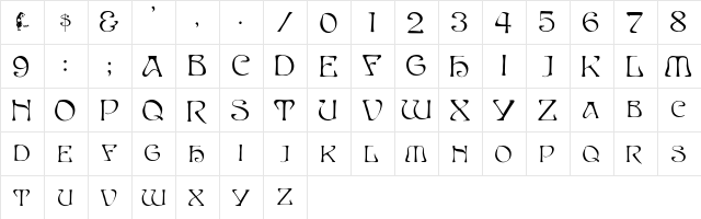 CapsBeta Regular  glyph index
