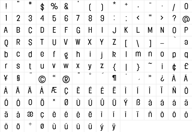 Elephant Light  glyph index