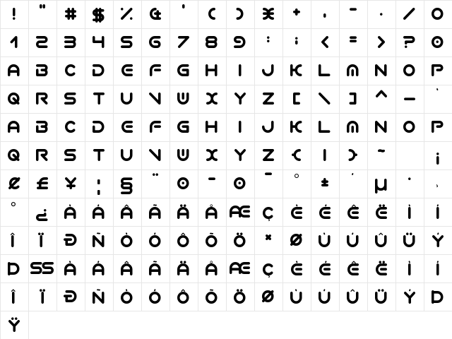 Vermin Vibes 2 EDM XTC Regular  glyph index