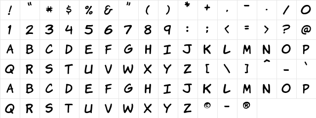 VTCKomixationHand Regular  glyph index