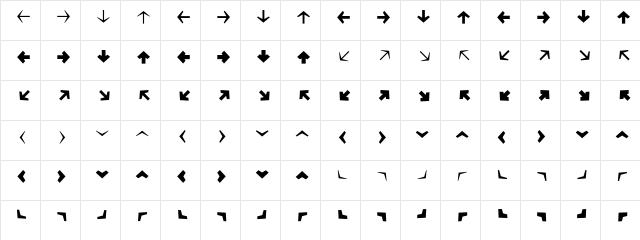 MiniPics DirectionalAA  glyph index