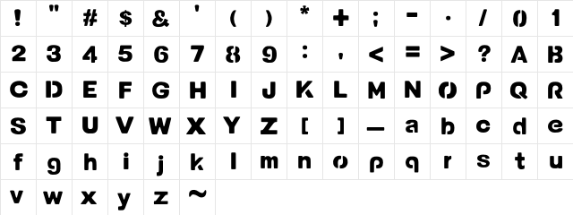 potama Regular  glyph index