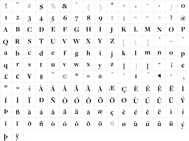 Freight Disp Bold  glyph index