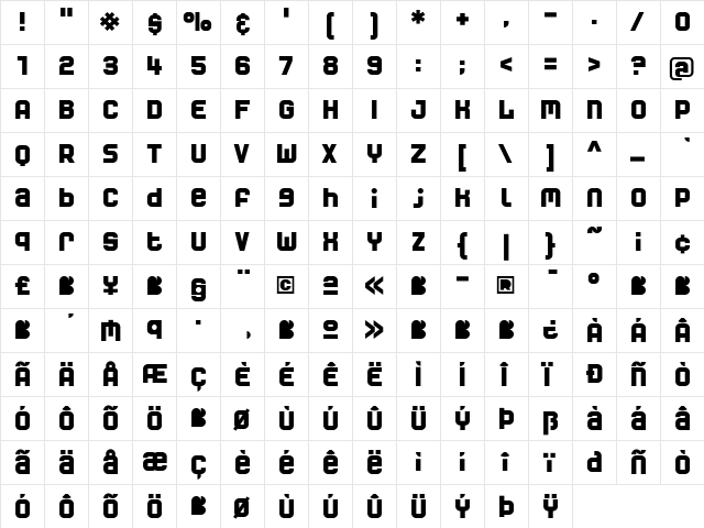 World Medium  glyph index