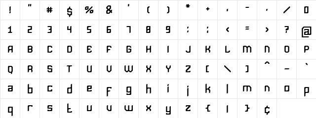 Monolith Regular  glyph index
