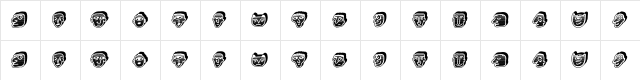 Negative Heads Regular  glyph index