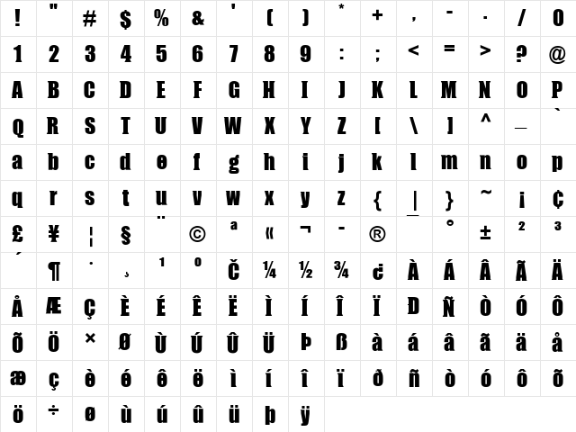 Compressor Regular  glyph index