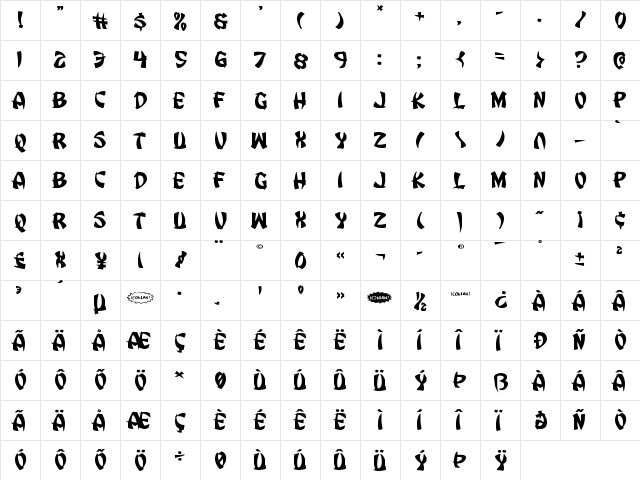 Egg Roll Expanded Expanded  glyph index