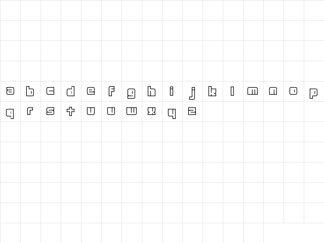 NewWGL4Font Regular  glyph index