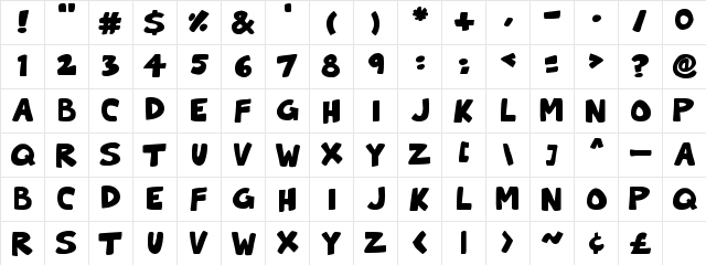 Toon Cats Regular  glyph index