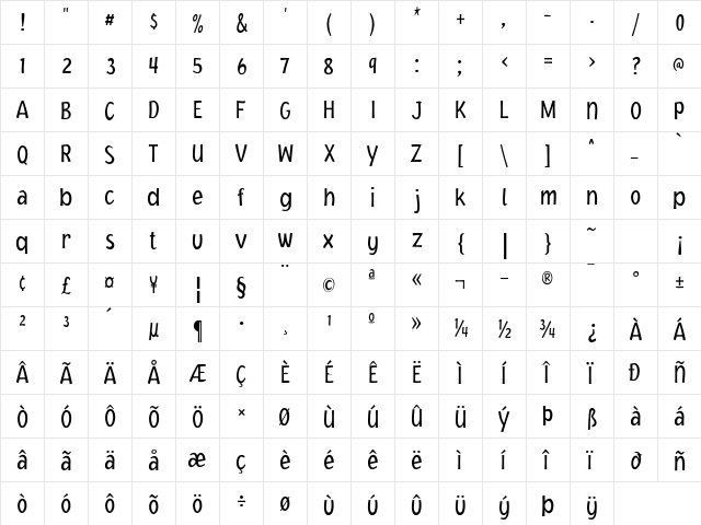 JacobyCondICG Light  glyph index