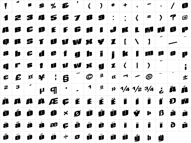 After Regular  glyph index
