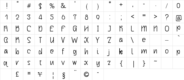 qlippitek abridged Regular  glyph index