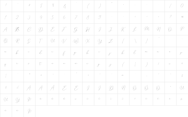 Mindline Slant Demo Regular  glyph index