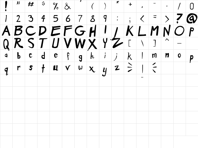 Dirty Duo Bold  glyph index