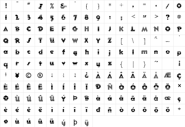 Ole-Striped Normal  glyph index