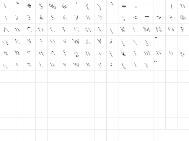 Linguini 7 Regular  glyph index