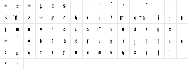 MCF bad manners Regular  glyph index