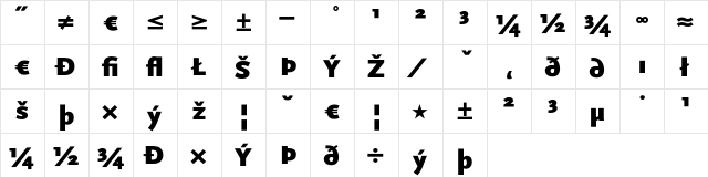 ScalaSans Exp Black Regular  glyph index