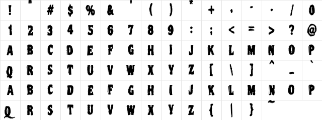 VTC Night Of The Oozie DeadCaps  glyph index