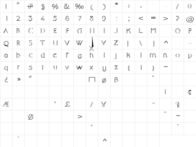Futts 1 Regular  glyph index