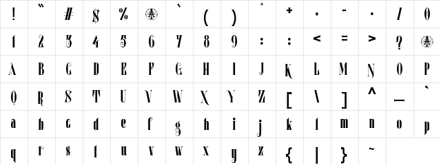 Mostfear Regular  glyph index