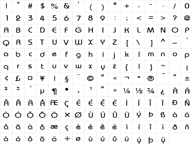 Bimini-Extended Normal  glyph index