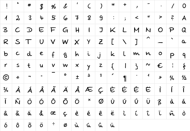 HW Stone Normal  glyph index