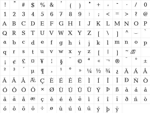 Matique SSi Regular  glyph index