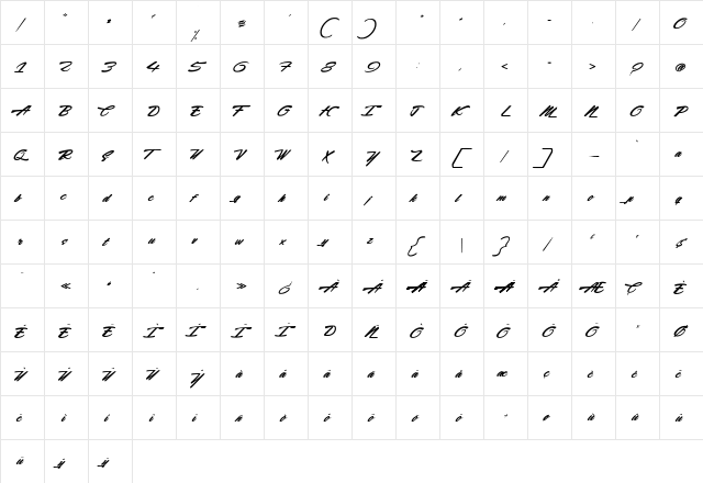Acceleration &  Reaction Regular  glyph index