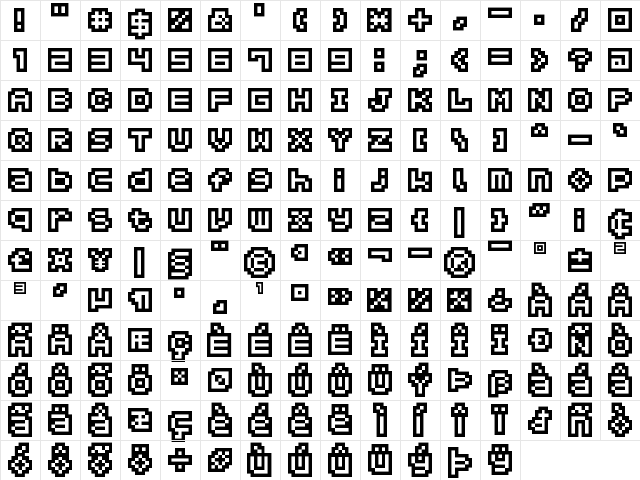 Hachicro Pro Regular  glyph index