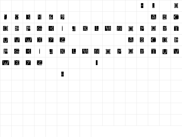 Holitter Block Regular  glyph index