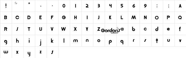 Gordon- Regular  glyph index