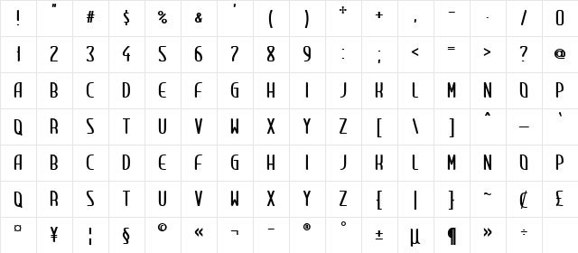 ft19 Condensed Regular  glyph index
