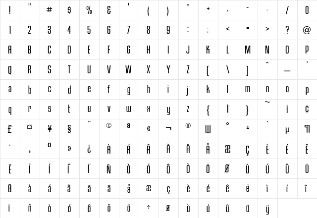 HouseGothic LightOne  glyph index