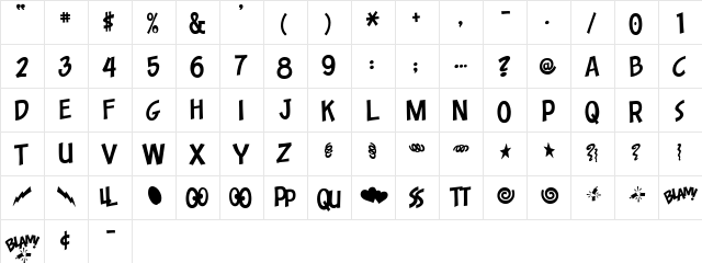 0 Toon Copy DNA Regular  glyph index