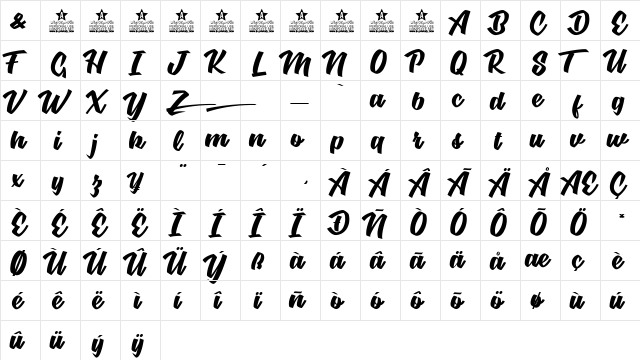 BodySoul personal Use Regular  glyph index