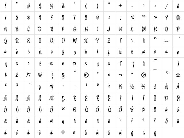 Brody09 Becker Regular  glyph index