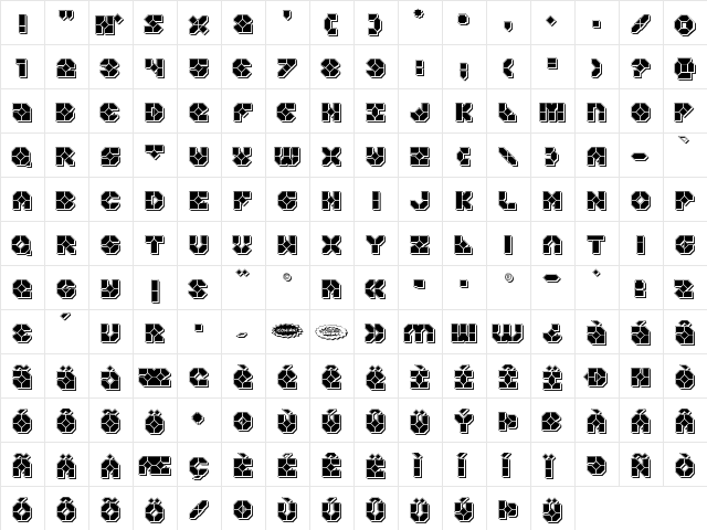 Zoom Runner Punch Regular  glyph index