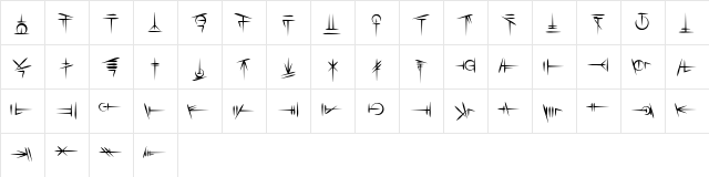Sigali Script  glyph index