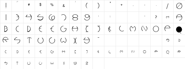 Circular Regular  glyph index