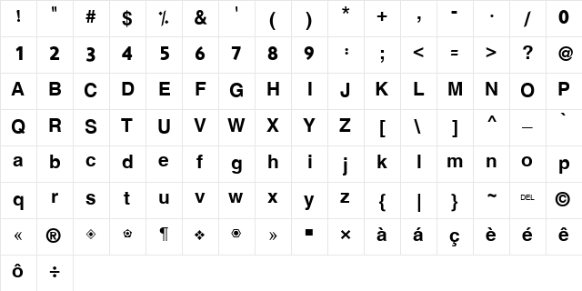 Hacen Samra Regular  glyph index