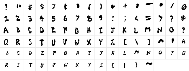 SpiceGrrl Regular  glyph index