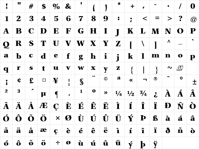 Axiomatic Black SSi Black  glyph index
