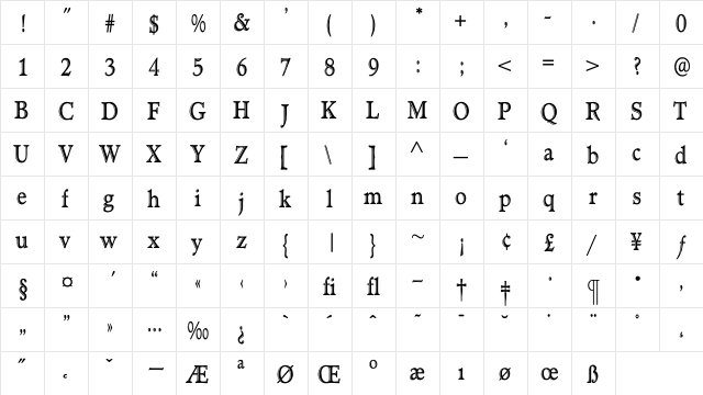 TCAdministerHandtooledCond Regular  glyph index