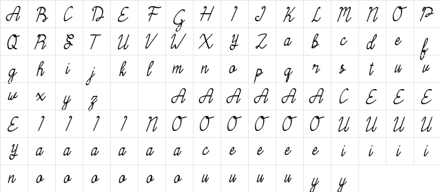 Selamat Demo Regular  glyph index
