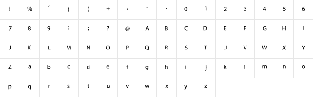 H4 Bushes Font Regular  glyph index