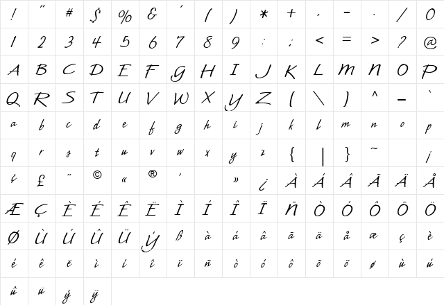 CAC Leslie Regular  glyph index