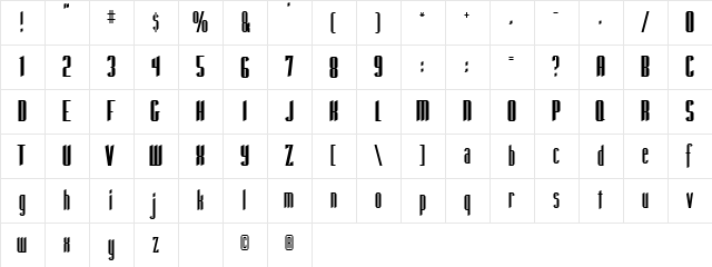 Taber Block  glyph index