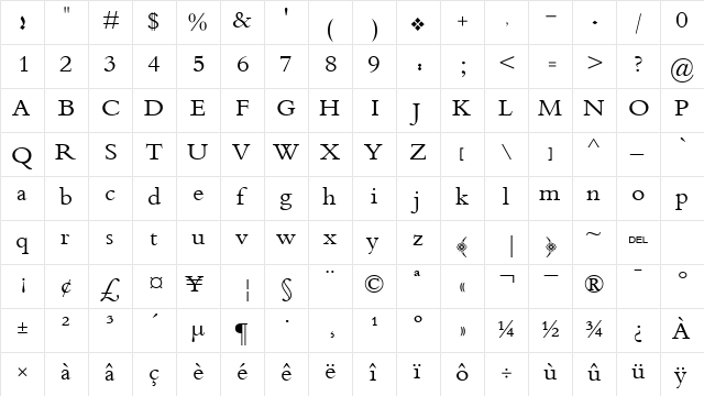 Generator Black Regular  glyph index